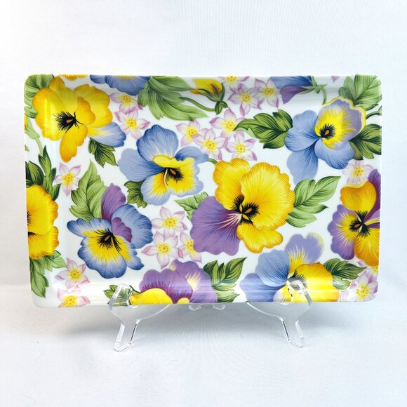 Pillivuyt France Vintage Pansy Porcelain Platter Rare Hand Painted Tray 11" - Picture 6 of 12